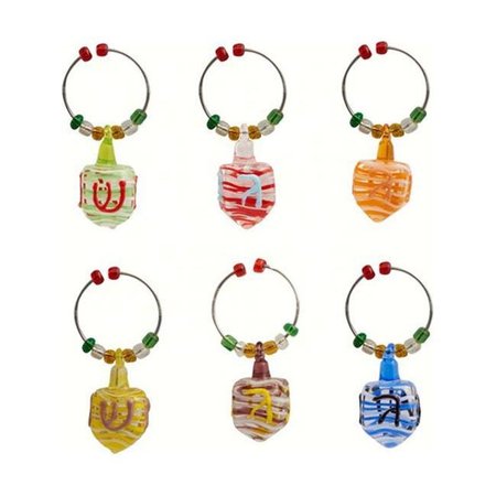 LS ARTS INC LS Arts HK-018 Wine Charms - Hanukkah Dreidel HK-018